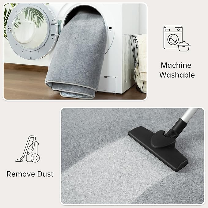 Andecor Shag Living Room Area Rug, 6x9 Grey Washable Fuzzy Bedroom Rugs, Soft Fluffy Indoor Carpets for Dorm Boys Girls Kids Room Nursery Home Decorations