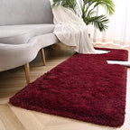Burgundy Red Runner Area Rugs for Bedroom Living Room, 2x6 Feet Fluffy Bedside Rugs, Soft Shaggy Carpet for Kids Room Nursery, Cute Furry Rugs for Girls Boys Dorm Room Home Decor