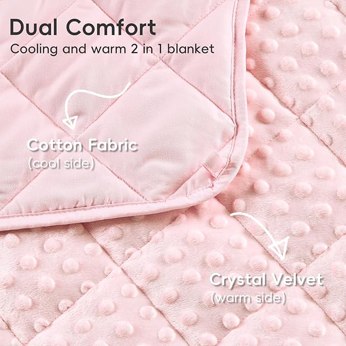 yescool Pink Weighted Blanket for Adults 15 lb, 48 * 72in Twin Full Size Heavy Throw Blanket for Teens Better Sleep