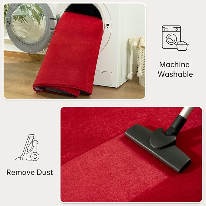 Andecor Shag Area Rug Fluffy Carpets, 5x7 Red Washable Living Room Bedroom Rugs, Soft Fuzzy Indoor Rugs for Dorm Boys Girls Kids Room Nursery Home Decorations