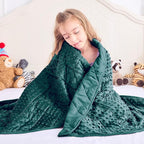 Green Weighted Blanket Kids 7lbs, 40"x60", Breathable Cooling Minky Heavy Throw Blanket for 60-90lbs, Soft Winter Thick Big Blankets Weighted Comforter Gift for Sleeping