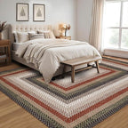RUGSREAL 5x7 Bedroom Rug Machine Washable Living Room Area Rug Modern Braid Printed Throw Carpet for Dining Room Non Slip Large Entryway Rug Farmhouse Carpet for Home Decor, Crimson/Earthy
