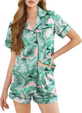 Silk Pajamas for Women Short Sleeve Sleepwear Soft Button Down Loungewear 2 Piece Satin Pjs Shorts Set S-XXL