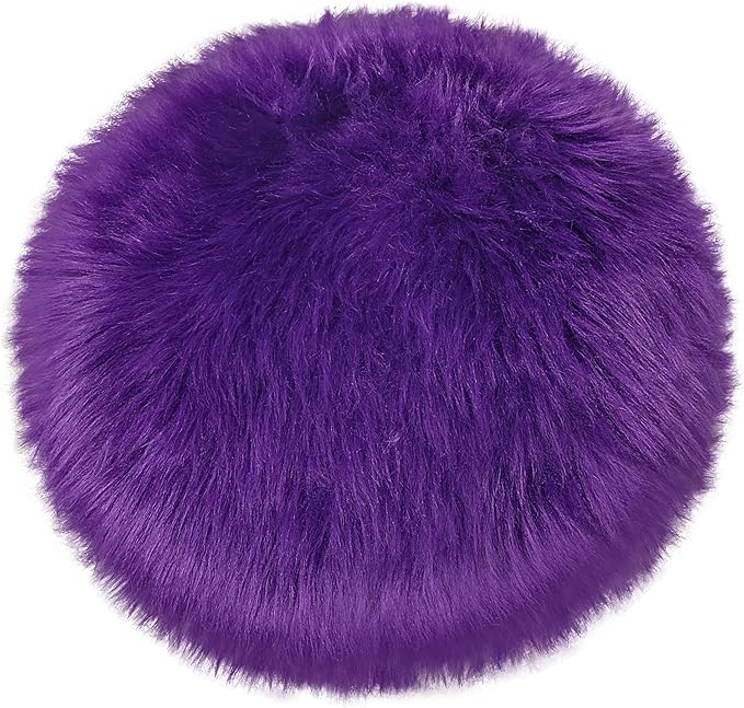 1.3ft Small Round Purple Rug,Thick Furry Fluffy Carpet for Teen,Sheepskin Fur Shaggy Circular Rug for Indoor Bedroom Room Living Room Nursery Decor Chair