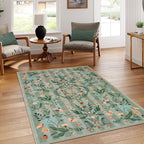 Lahome Chloe Insect Botanical Washable Rugs 5x7 Green Area Rugs for Living Room, Non Slip Rug for Bedroom, Boho Indoor Dining Room Carpet for Under Table Entryway Kitchen Office(Green,5x7)