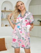 DOLOS Silk Satin Pajama Set for Women Short/Long Sleeve 2-Piece Silky Pajamas for Women Button Down Pjs Sleepwear Loungewear