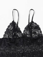 WDIRARA Women' Silk Satin Pajamas Set 4pcs Lingerie Floral Lace Cami Sleepwear with Robe