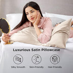 Bedsure King Size Satin Pillowcase Set of 2 - Beige Silky Pillow Cases for Hair and Skin with Envelope Closure, Similar to Silk Pillow Cases, Gifts for Women Men, 20x36 Inches, 2pcs