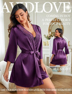 Avidlove Women's Kimono Robe Short Satin Pure Short Silky Robes