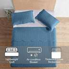 IR Imperial Rooms 8 Pack California King Quilt Bedding Set (118"x106") - Bulk Wholesale for Hotels, Guest Bedroom & Airbnbs - Lightweight Microfiber Reversible Embossed Quilts Bedspread (Light Blue)
