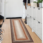 RUGSREAL Hallway Runner Rug 2x6 Braided Machine Washable Kitchen Rug Farmhouse Runner Carpet Non Slip Stain Resistant Rustic Runner Modern Printed Area Rug for Living Room Bedroom, Brown/Rust