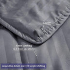 yescool Weighted Blanket for Adults (15 lbs, 48" x 72", Satin Grey Stripes) Heavy Blanket for Sleeping Perfect for 160-180 lbs, Twin Size Breathable Blanket with Premium Glass Bead, Machine Washable
