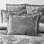 Fredsure Distressed Velvet Comforter Set, 5 Pieces Dark Grey Queen, Distressed Velvet Face and Brushed Microfiber Reverse