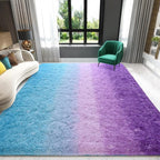 Purple Blue Area Rug 6x9 Large Rugs for Living Room Bedroom, Fluffy Cute Rug Modern Carpets for Kids Room, Non-Skid Rectangular Indoor Gradient Rug for Girls Boys Nursery Room Home Decor