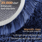 5x7 Area Rug for Living Room: Fluffy Shag Soft Washable Rugs Fuzzy Plush Indoor Carpet for Bedroom Nursery Playroom Dorm Kids Girls Boys Room (Navy Blue, 5'x7')