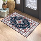 Area Rug 2x3 ft Entry Rug Washable Vintage Boho Rugs Non Slip Low Pile Floral Door Mat Small Carpet for Bedroom, Bedside, Kids Room, Office, Dining Room