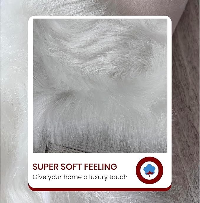 LAMBZY Bear Skin Rug Super Soft Fluffy Faux Fur for Bedroom Floor Sofa Living Room High-Density Plush Shaggy Carpet Sofa Cover Bedside Sheepskin Rug (5'x7', White)