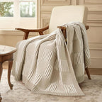Amélie Home Knit Throw Blanket, Soft Chenille Cozy Breathable Pineapple Chunky Decorative Blanket for Couch, Bed & Sofa, French-Inspired Lightweight Warm Gift for Women, Beige, 50"x60"