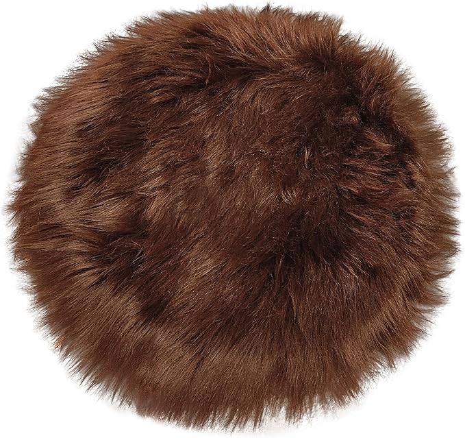 2ft Small Round Brown Rug,Thick Furry Fluffy Carpet for Teen,Sheepskin Fur Shaggy Circular Rug for Indoor Bedroom Room Living Room Nursery Decor Chair