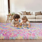 Blivonta Rainbow Rug for Girls Bedroom, 2x3 Fluffy Area for Kids Playroom, Furry Carpet for Nursery, Shaggy for Teen Living Room, Thick Fuzzy Plush for Dorm, Cute Room Decor for Baby