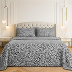 Satin Sheets California King [4-Piece, Silver Leopard] Silky Bed Sheets - Extra Soft 1800 Microfiber Sheet Set, Wrinkle, Fade, Stain Resistant - Deep Pocket Fitted Sheet, Flat Sheet, Pillow Cases