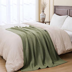 Chunky Knit Olive Green Throw Blanket 60"x80",Soft Cozy Knitted Blanket for Couch Sofa Bed, Cute Decorative Spring Throw for Living Room