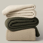 EVERGRACEHOME Chunky Chenille Knit Throw Blanket for Couch, Soft Luxurious Oversized King Moss Stitch Blanket for Bed, Large Cozy Farmhouse Knitted Throw for Sofa, Beige, 92" x 108"