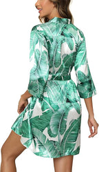 Samring Women's Bride Bridesmaids Robe Short Satin Kimono Robes for Wedding & Bridal Party Silk Bathrobes for Women