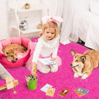 ISEAU Fluffy Rug Carpets Soft Shaggy Area Rugs Indoor Floor Mats for Kids Room Fuzzy Carpet Comfy Cute Nursery Mat Bedside Rug for Boys Girls Bedroom Living Room Home Decor Mat, 3ft x 5ft, Hot Pink