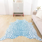 Leopard Rug, Cheetah Print Area Rug 5.2x6.5 Feet Faux Animal Print Skin Carpet for Living Room Bedroom Home Decor (Blue)