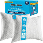 Xtreme Comforts GREENGUARD Certified King Size Bed Memory Foam Pillows (2 Pack) | Slim Cooling Pillow for Sleeping on Side, Back & Stomach - Firm and Soft Bed Pillows (USA Made)