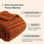 Battilo Orange Chunky Knit Throw Blanket for Couch, Fall Throw Blanket, Rust Throw Fall Decorations, Thick Warm Cozy Soft Chenille Throw Blanket for Sofa, Bed, Living Room, 50"x60"