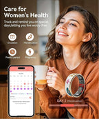 Smart Ring for Women,Fitness Tracker with Heart Rate,Blood Oxygen,Menstrual Cycle,Sleep Monitoring,Step Counting,IP68 Waterproof for iOS and Android,No Subscription Fee (10#)