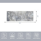 2x5 Rug Runner Non-Slip Washable– Modern Neutral Abstract Kitchen Bathroom Hallway Bedroom Area Rug – Soft Thin Low-Pile Small Short Floor Mat (Blue Grey,2x5)