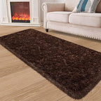 Runner Rug for Bedroom 2x6 Brown Fluffy Shaggy Rug Soft Plush Fuzzy Area Rug Bedside Runners for Hallway Kids Nursery Dorm Playroom Living Room with Non Slip Modern Indoor Decor Carpet