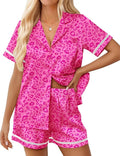 Ekouaer Womens Silk Pajama Sets Button Up Satin Pjs Short Sleeve 2 Piece Pj Sets Cute Lounge Sets with Chest Pocket