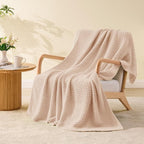 BEDELITE Chunky Cable Knit Throw Blanket for Couch,Super Soft Cozy Woven Blanket for Room Decor,50"x60", Pink