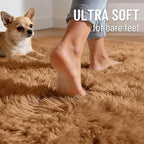 OLANLY Area Rugs for Living Room Bedroom, Machine Washable 4x5.9 ft Soft Fluffy Shaggy Bedside Rug, Indoor Floor Carpet for Kids Girls and Boys, Dorms, Nursery Rooms, Home Decor Aesthetic, Khaki