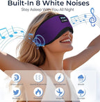 LC-dolida Bluetooth Sleep Mask with White Noise，Sleep Headphones,Bluetooth Wireless Music Eye Mask, Ideal for Travel, Night Work, Napping, Side Sleeping and Office Use for Both Men and Women(Purple)
