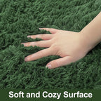 Fluffy Rugs for Bedroom Girls 4x6 Green Shaggy Rug for Living Room Modern Indoor Washable Plush Fuzzy Kids Carpet for Nursery Teen Room Dorm Office
