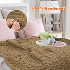 Chunky Knit Blanket Throw, 60x80inch Soft Chenille Yarn Throw, Handmade Warm Thick Cable Knit Crochet Blanket, Large Rope Knot Throw Blanket for Couch Bed Sofa,Dark Khaki
