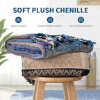 Boho Chair Cover Colorful Chenille Tassels Hippie Throw Blanket for Couch Bed Sofa Recliner Loveseat, Blanket for Bohemian Living Room Decor Purple(60"*75")