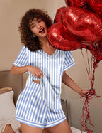 Ekouaer Silk Pajama for Women Short Sleeve Satin Pj Set Two Piece Soft Sleepwear Loungewear, S-XXL