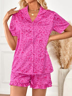 LILLUSORY Womens Satin Silk Pajamas Set 2 Piece Ruffle Pjs Winter Matching Lounge Sleepwear Button Down Striped Shirt Shorts