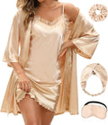 EPLAZA Bride Robe for Wedding Day Set Bridal Robes Satin Robe with Sexy Silk Lingerie for Bachelorette Party Getting Ready