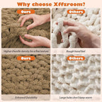 Chunky Knit Blanket Throw, 60x80inch Soft Chenille Yarn Throw, Handmade Warm Thick Cable Knit Crochet Blanket, Large Rope Knot Throw Blanket for Couch Bed Sofa,Dark Khaki