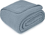Comfy Cubs Muslin Blanket for Adults King 108" x 90" - 6 Layer Soft, Breathable & Lightweight Muslin Adult Blanket - Machine Washable & Designed in The US Bedding for All Seasons - Pacific Blue