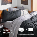 Bedsure Duvet Cover Twin/Twin XL Size - Soft Double Brushed Bedding Set for Kids & Adults, Zipper Closure, 2 Pieces, Includes 1 Duvet Cover (68"x90") & 1 Pillow Sham, NO Comforter, Black