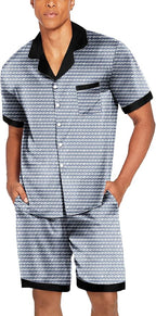 Ekouaer Men Satin Silk Pajamas Set with Pockets Sleepwear Shorts Satin Summer Loungewear 2 Piece Button Down Set S-3XL