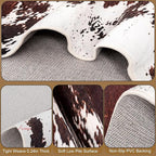 Cow Print Rug, Faux Fur Western Rug 5.2x6.5 Feet Non-Slip Animal Print Washable Faux Cashmere Carpet for Living Room, Western Bedroom Decor, Rustic Farmhouse Home Office